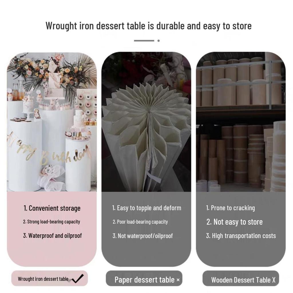Cylindryczny Stół Weselny na Desery Stojak na Tort Wystawa na Imprezy