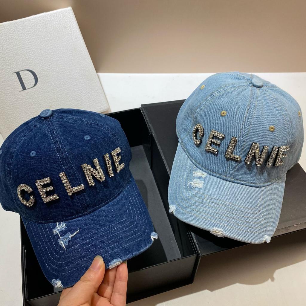 Heavy Industry Rhinestone Letter Celnie Sports Cowboy Baseball Cap Youth Personality Ripped Cap Women