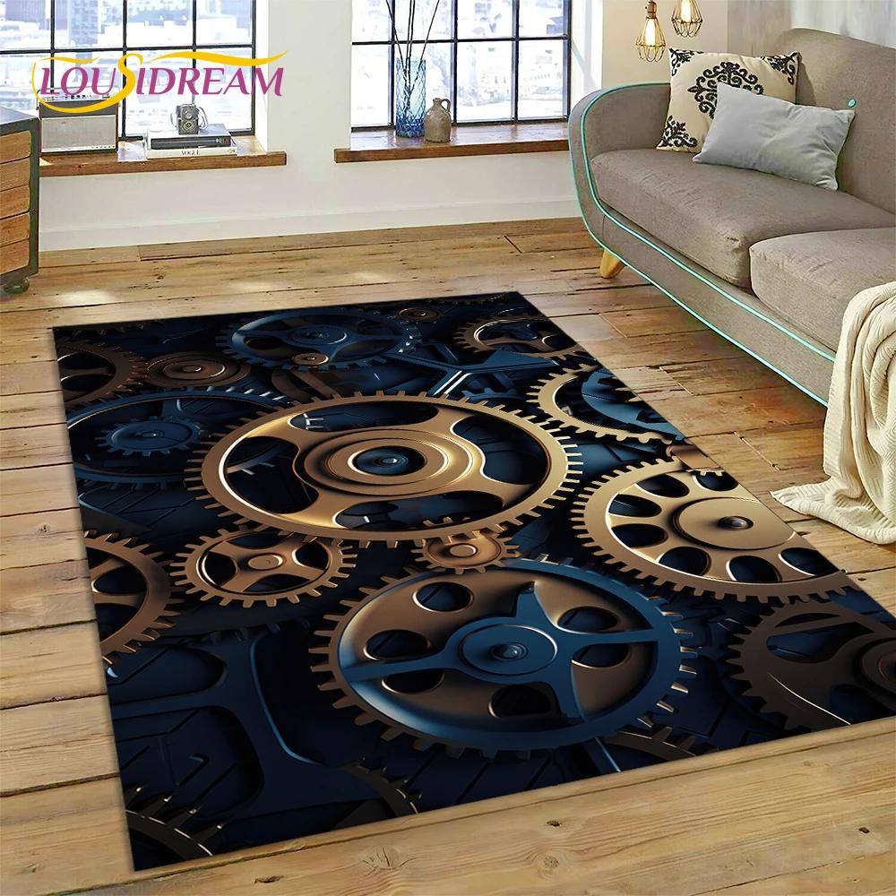 3D Mechanical Cogs Gears Steampunk Rug Carpet for Living Room Bedroom Decor,floor Mat Non-slip Decoration for Sofa Doormat Gifts