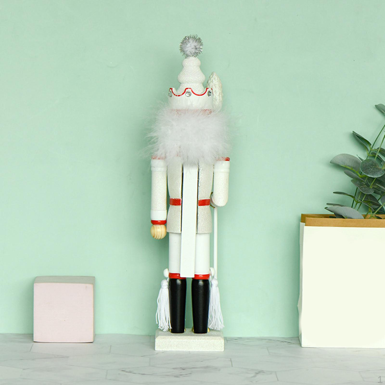 40cm Wooden Nutcracker Figures Christmas Nutcrackers Collectible Decor Puppet Statue Art