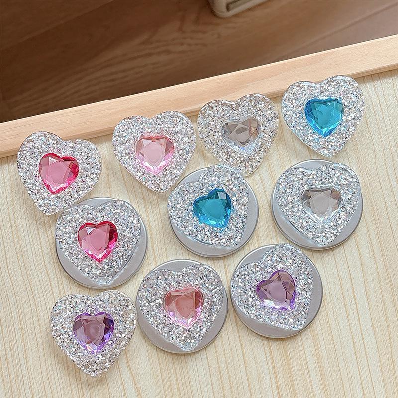 Portable Magnetic Rhinestone Heart Phone Holder