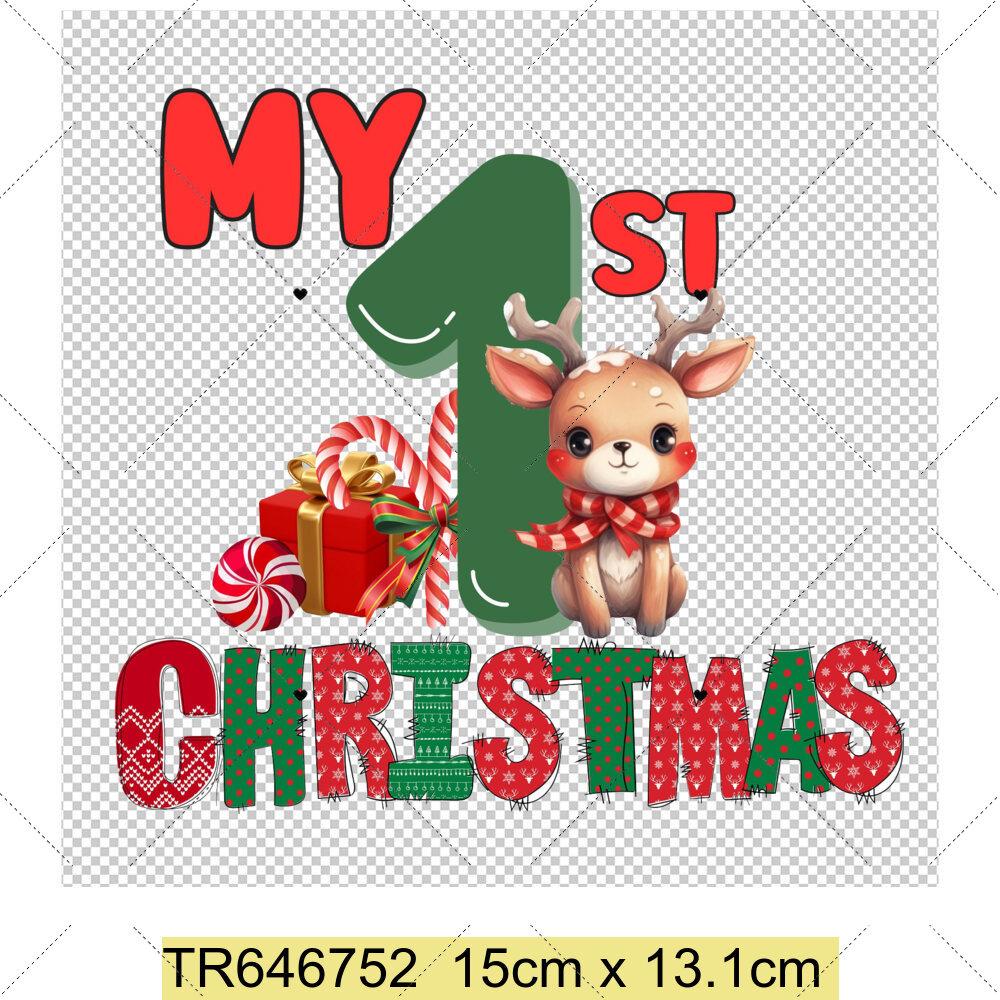 My First Chrismas DIY Clothing Heat Transfer Sticker Kids T-shirt Infant Romper Clothing Patches Heat Transfer Xmas Sticker