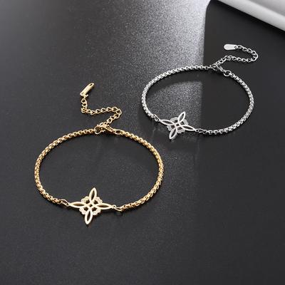 Stainless Steel Witch Knot Bracelet Adjustable Celtic Knot Charm Bracelet with Witchy Symbols for Men Women Girls