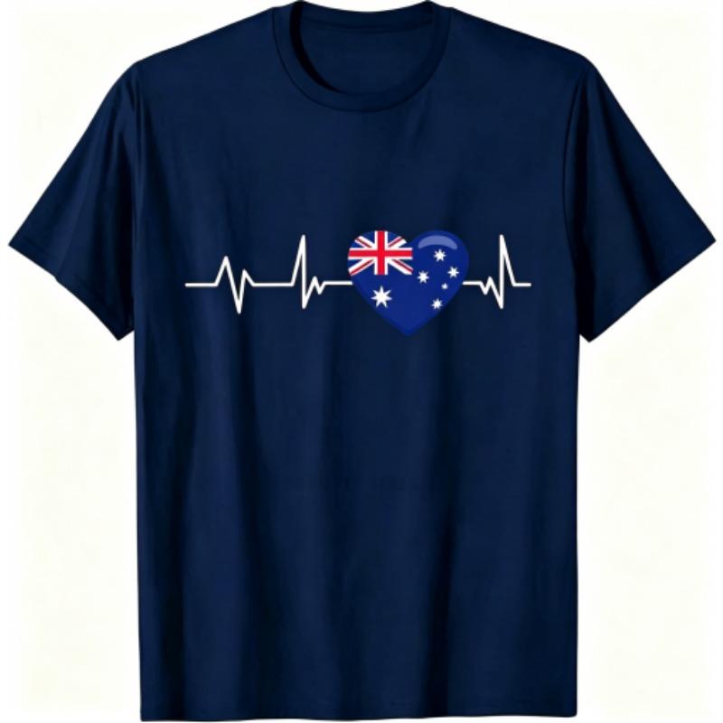 I Love Australia Pattern Print Men's T-shirt Summer Men's and Women's Casual Fashion Tops Men's Short Sleeve T-shirt Oversize Clothing