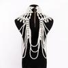 Fashion Tribal Style Hollow Woven Pearl Shawl Body Chain Retro Layered Exaggerated Sexy Body Chain All Match Women Jewelry