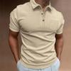Summer New Cross-border Amazon Europe and America Waffle Men's Polo Shirt Short-sleeved Button-up T-shirt Top