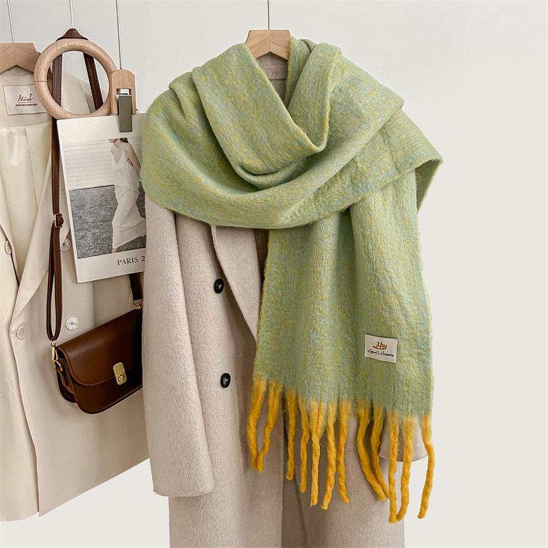 Autumn And Winter Women'S New Soft Pashmine Wool Long Scarf Macaron Solid Fashion Warm Outdoor Large Muffler Shawl