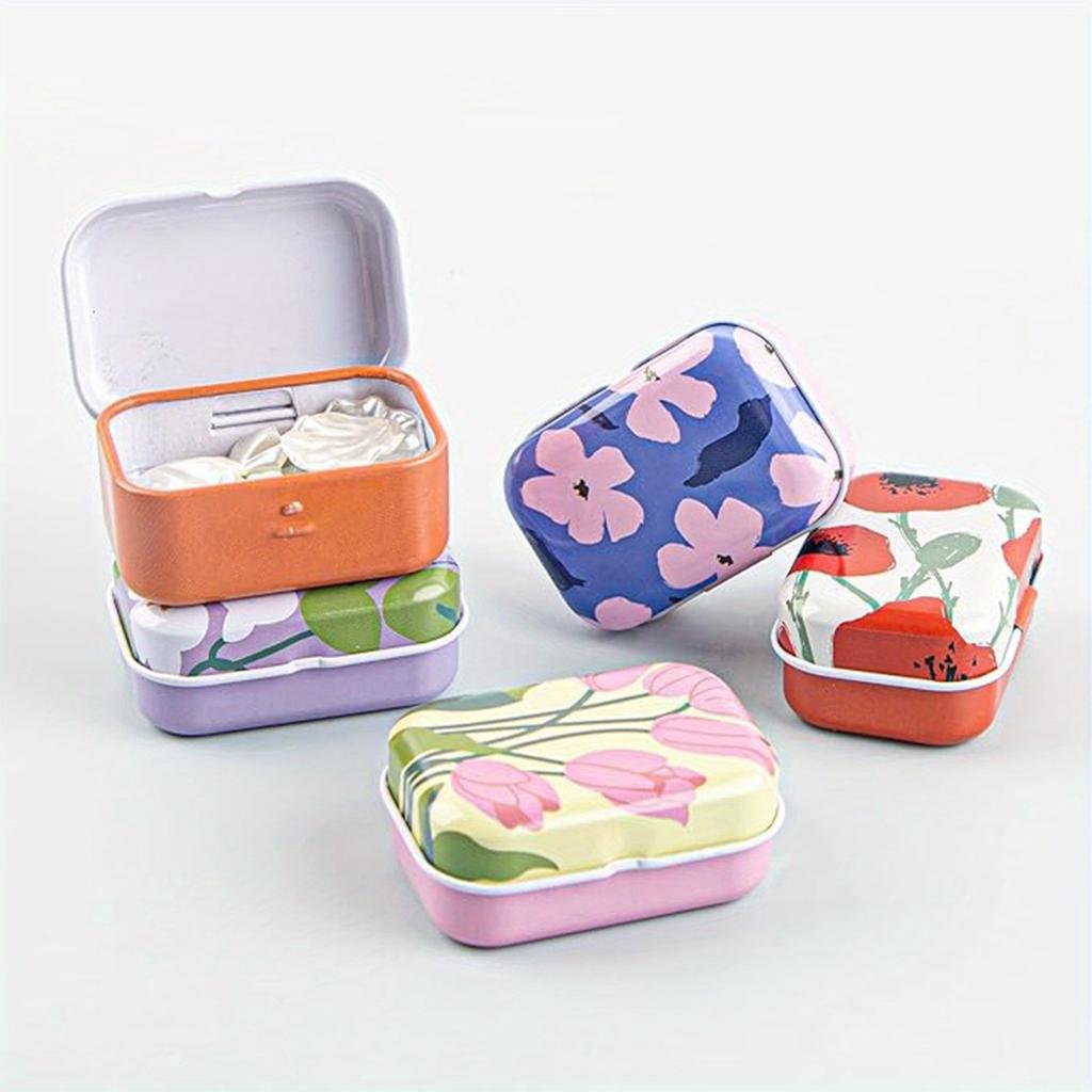 20Pack Mini Metal Tin Trinket Boxes,Small Jewelry Storage with Lids,Decorative Flower Pattern,No Electricity Needed Featherless,Durable Metal Material