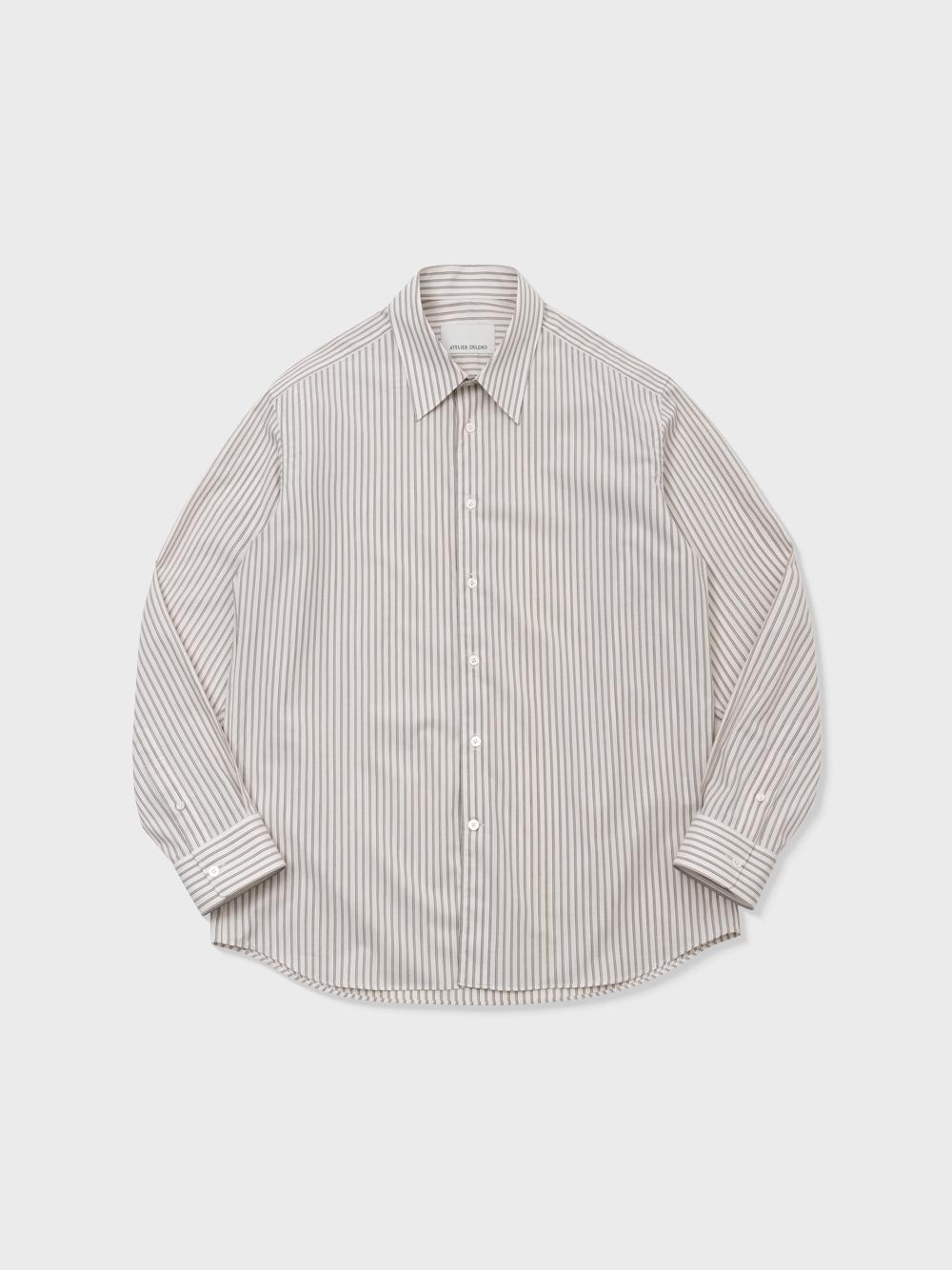 Atelier Deldio Organic Cotton Stripe Tapered Shirt (Grey) S