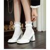Mary Jane Shoes for Women Fashion New Chunky Heel Wedding Dress Shoes 2024 Spring New Round Head Solid Color Women's Shoes