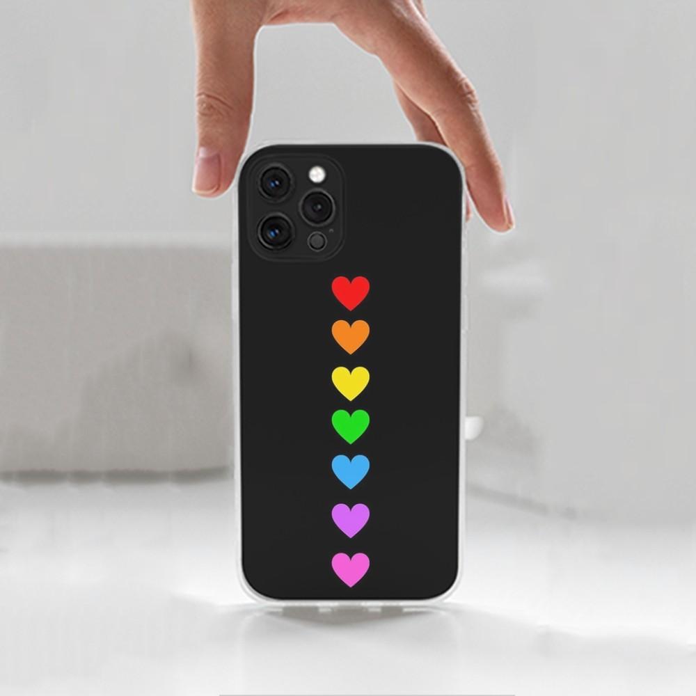 L-Lesbian LGBT Rainbow Pride Phone For iPhone 16,15,14,13,12,11 Plus,Pro,Max,XR,XS,X,7,8 Plus,SE,Mini,Transparent,Silicone Case