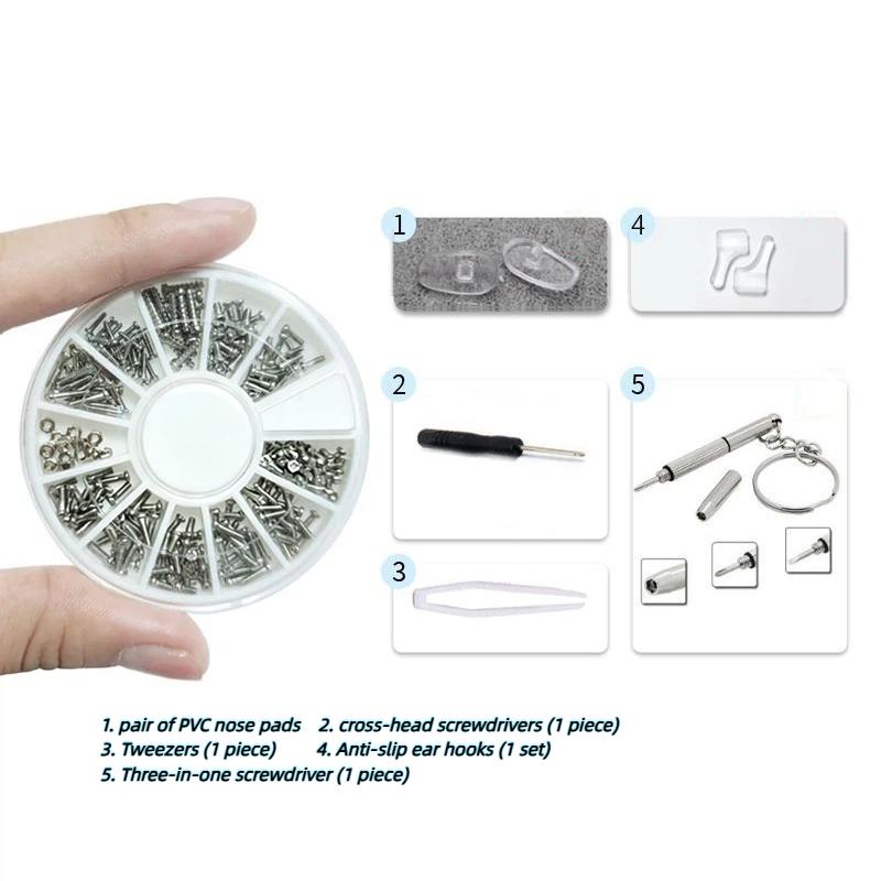 1 Set Eye Glasses Repair Kit With Screws Eyeglass Repair Tools Eyeglass Wrench Mini Screwdriver Fixing Plastic Replacement Parts