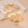 Pack of 12 Pearls Embellished Openwork Irregular Rings Set Alloy Fashion Jewelry Lightweight Hollow Jewelry Set for Women