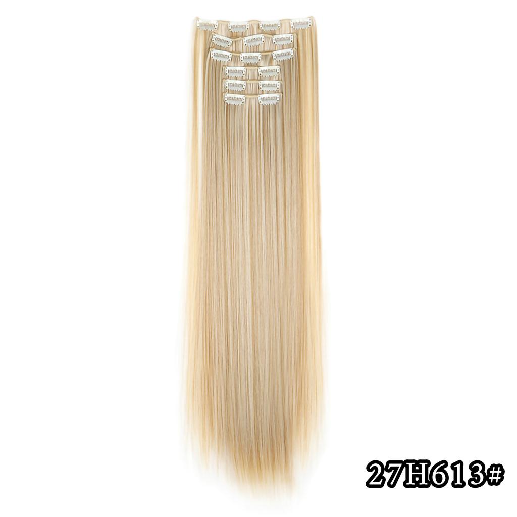 Estensioni Capelli 24 Pollici 16 Clip Acconciatura Lunga Liscia Sintetiche Bionde Nere Extension Resistenti al Calore Capelli Finti Uso Quotidiano
