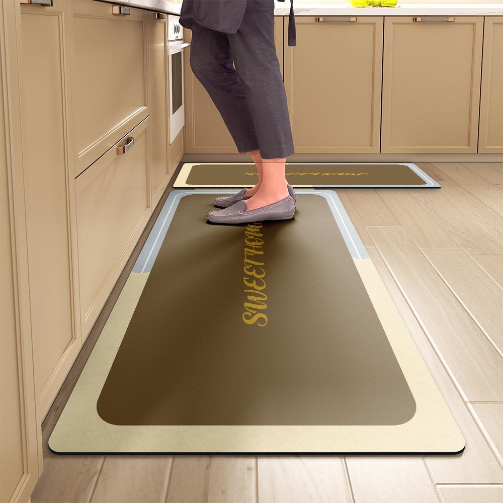 Kitchen Floor Mats Soft Waterproof Non-slip Bathroom Entrance Foot Mats Household Long Strip Carpet Water-absorbent Floor Mats