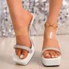 Tiny Heightened Crystal Heel 2026 Summer Block Heel Rhinestone Catwalk Clear Platform Extra Thick Platform Sandals