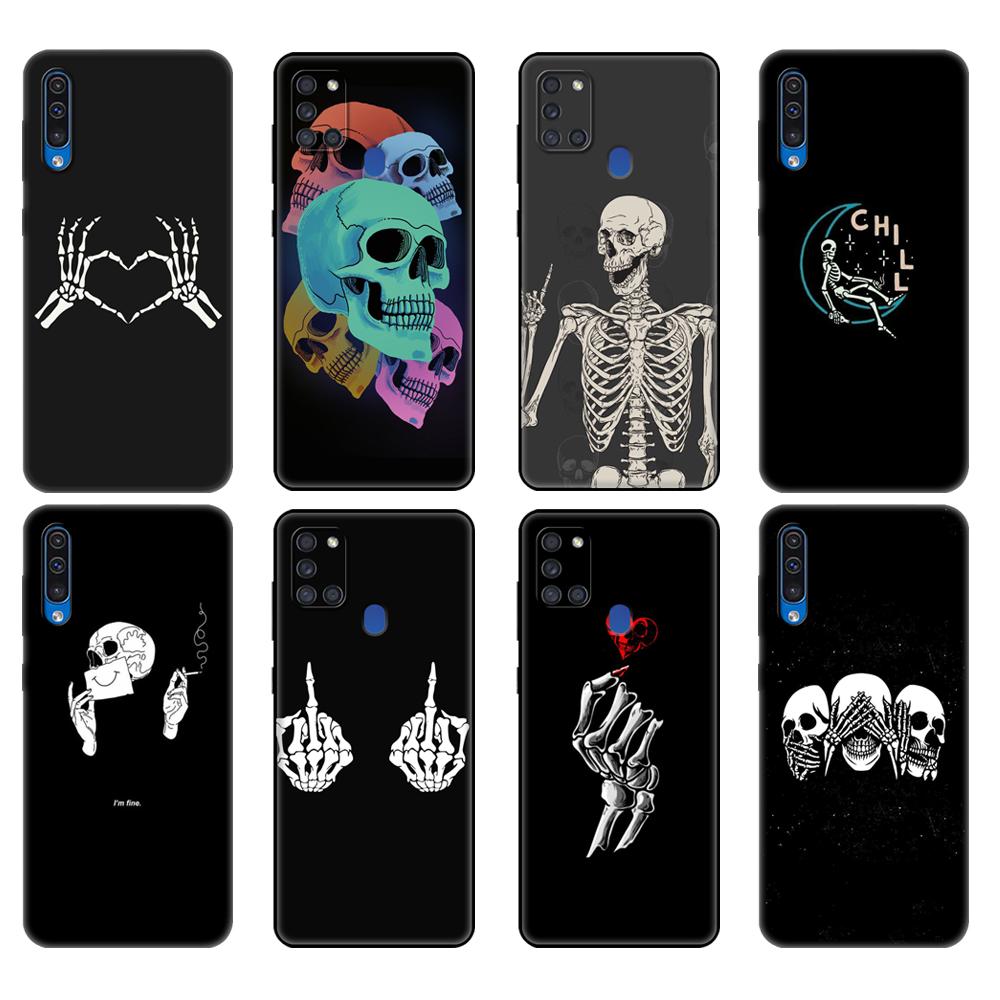 

Black tpu Case For Samsung Galaxy A50 50S A30S A10 A01 A11 A21S A31 A41 A51 A71 M21 M30S S10 LITE Cover Funny Skull