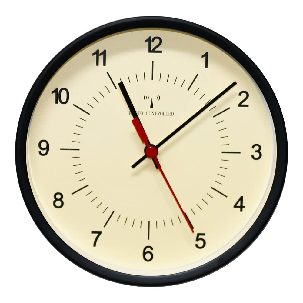 

[Besttime] RC292E Wall or table radio-controlled clock Black aluminum Beige dial Diameter 16x3.8cm Equipped with high-amplification antenna