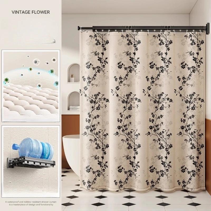 

No Need To Drill Holes Dry-wet Separation Curtain Suction Cup Folding Bath Curtain for Bathroom and Toilet Invisible Waterproof 120x180cm