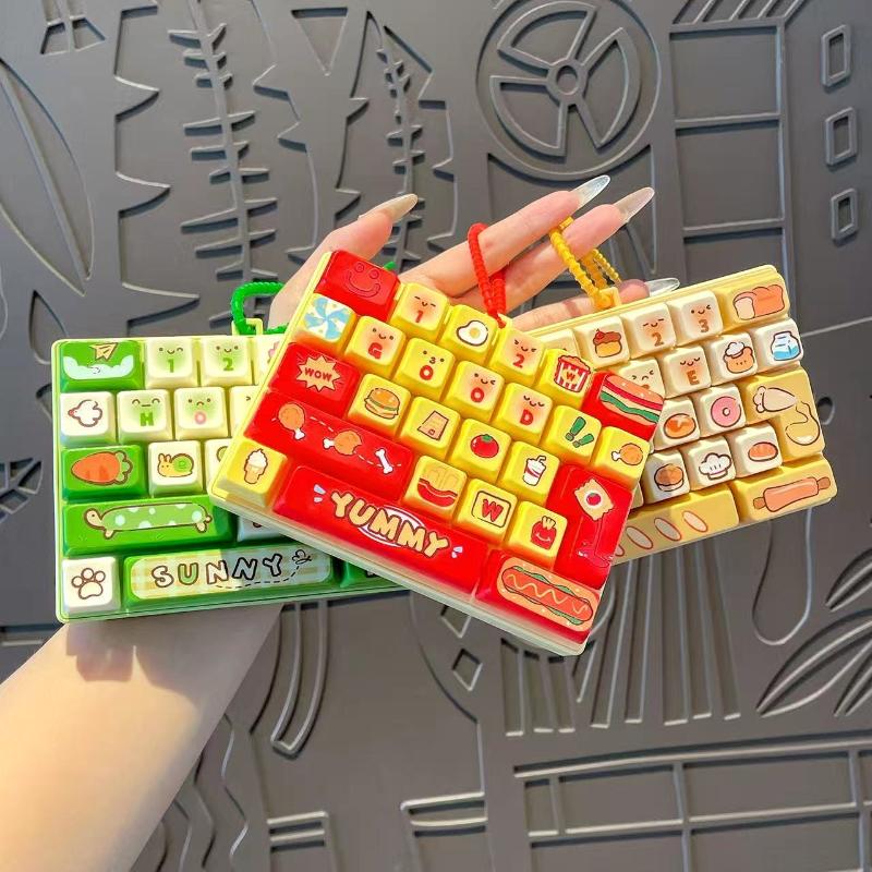 Cute Cartoon 26 Key Keyboard Stress Relief Squeeze Toy Portable Hanging Pendant for Kids Adults Easter Basket Stuffers