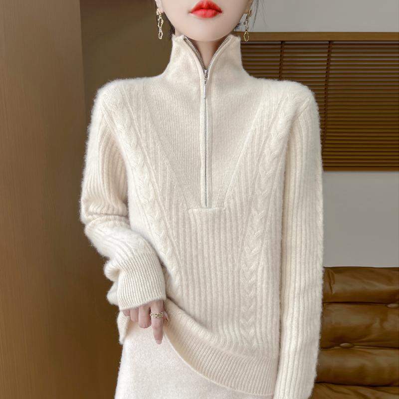 Women's cashmere sweater Qinghe cashmere 30% cashmere 70% wool autumn and winter pullover warm and fashionable