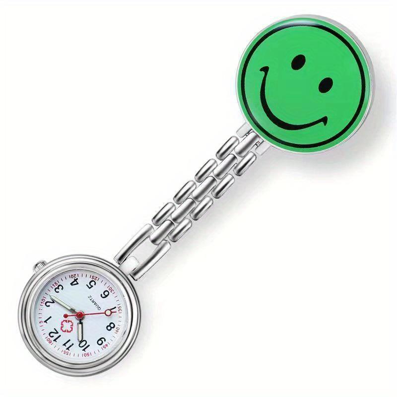 1PC Smiling Face Cartoon Nurse Watch Classic Smiling Face Fashion Trend Pocket Watch Cute Wall Watch зелёный