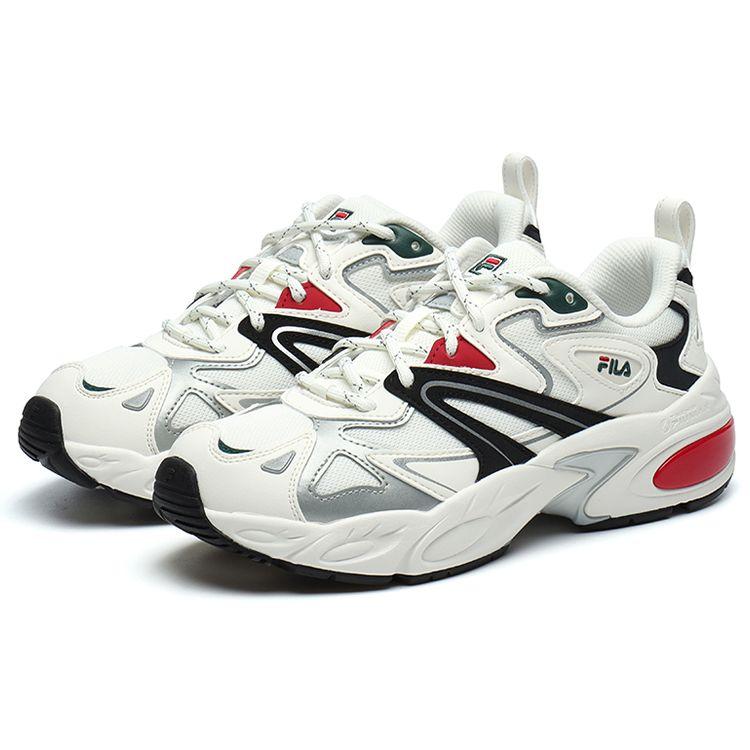 Fila Dolphin Fabric Synthetic Leather Lace-Up Low-Top Dad Sneakers Women Sneakers White Black Red F12W216109FWB
