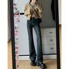 0774 Personalized Street Horseshoe Jeans Women's High Waist and Thin Horn Spring and Autumn New Popular Micro-horn Jeans