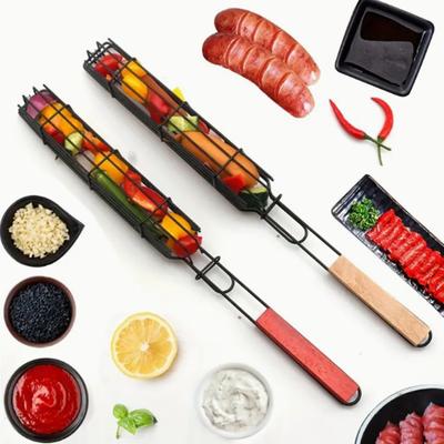 Grillklammer aus Edelstahl mit abschließbarem Gitter, rostbeständig, gleichmäßige Wärmeverteilung, Mini-Grillzange