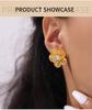 French Niche Retro Inlaid Shell Bead Flower 18k Gold Titanium Steel Earrings