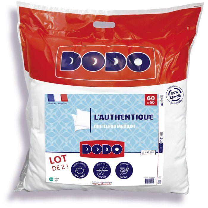Set of 2 Medium Pillows - DODO - The AUTHENTIC - 60 X 60 Cm - White