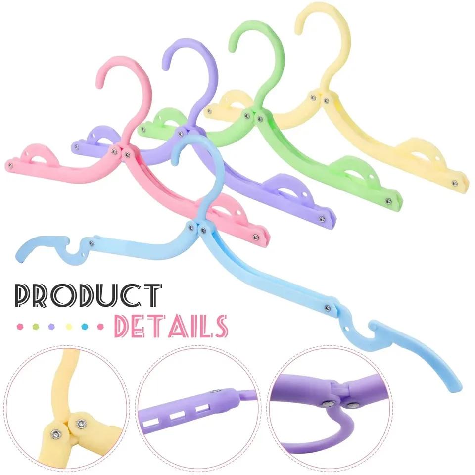 20pcs Portable Colored Folding Clothes Hangers Portable Folding Travel Hangers Clothes Drying Rack for Travel