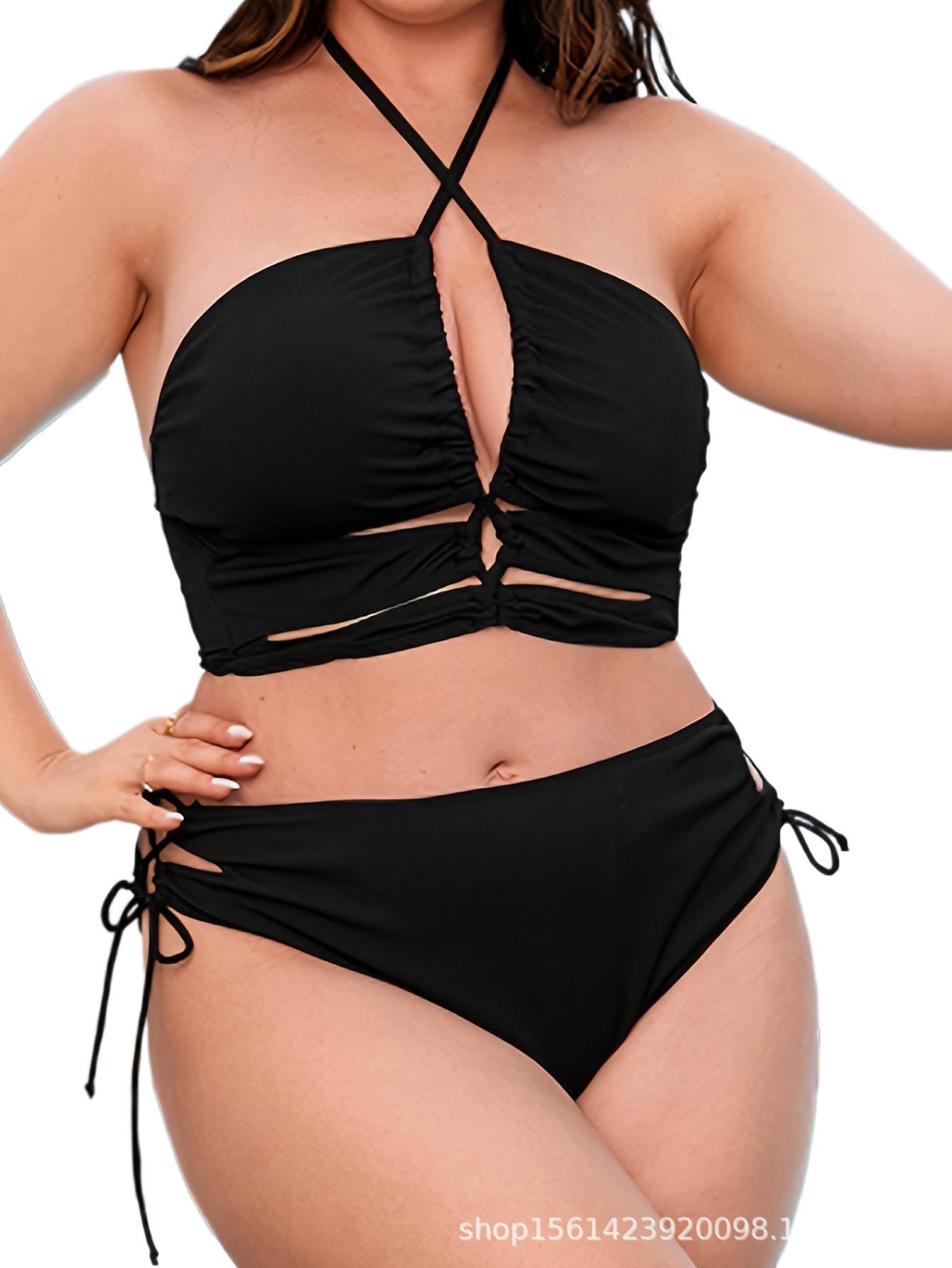 

Новый женский раздельный купальник для трансграничной торговли - Хит продаж, модная купальная одежда 4XL чёрный