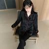 Ice and Snow Silk French Pajamas Women's Suit Black Love Jacquard Long-sleeved Loungewear Live Broadcast Breathable Ice Silk