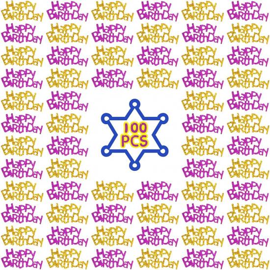 Skylety 100 Pieces Glitter Table Confetti Happy Birthday Confetti for Women Men Birthday Party Decoration (Gold, Purple)