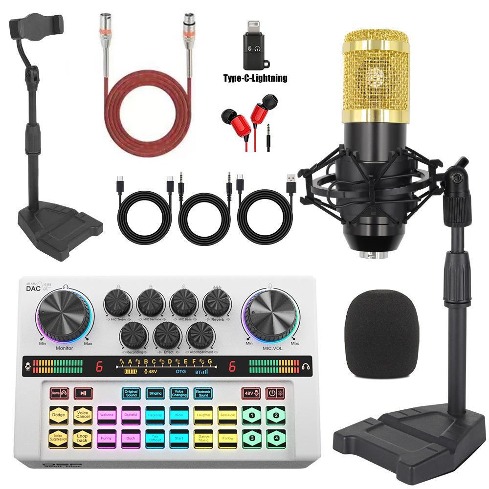 Y200 48V Zvuková karta & Rameno s mikrofonem pro živé vysílání & Podcasting