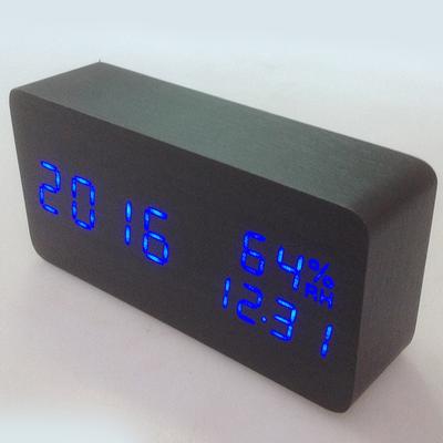 LED Sound Control Alarm Clocks Wooden Despertador Temperature Display Electronic Alarm Clock Desk Clock Digital Wood Table Clock