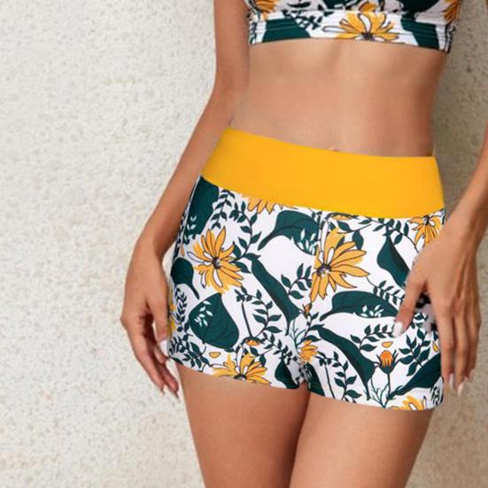 3Pcs/Set Women Bikini Set U-Neck Padded No Wire Bra Swimming Tops Swimming Trunks Set Beach Swimwear