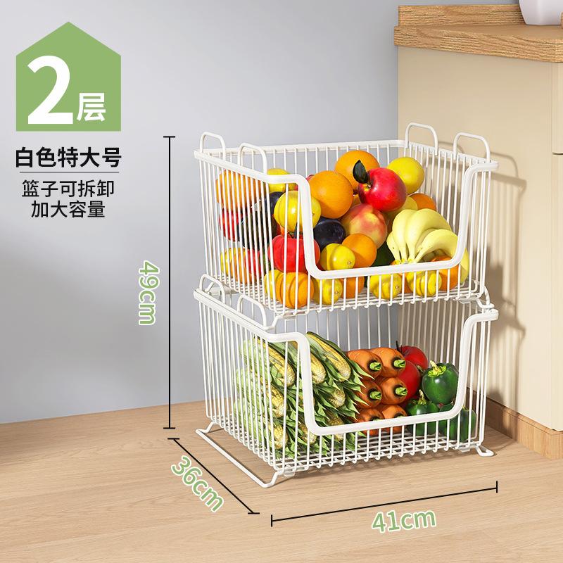 Household kitchen rack Large floor multi-layer stacked storage rack Movable fruit and vegetable rack