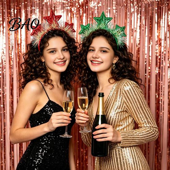 Comfortable Non Slip Headband Star with Sparkly Sequins, 3D Glitter Crown Hair Hoop Decorative Headwear for Wedding Christmas New Year Birthday, Party
