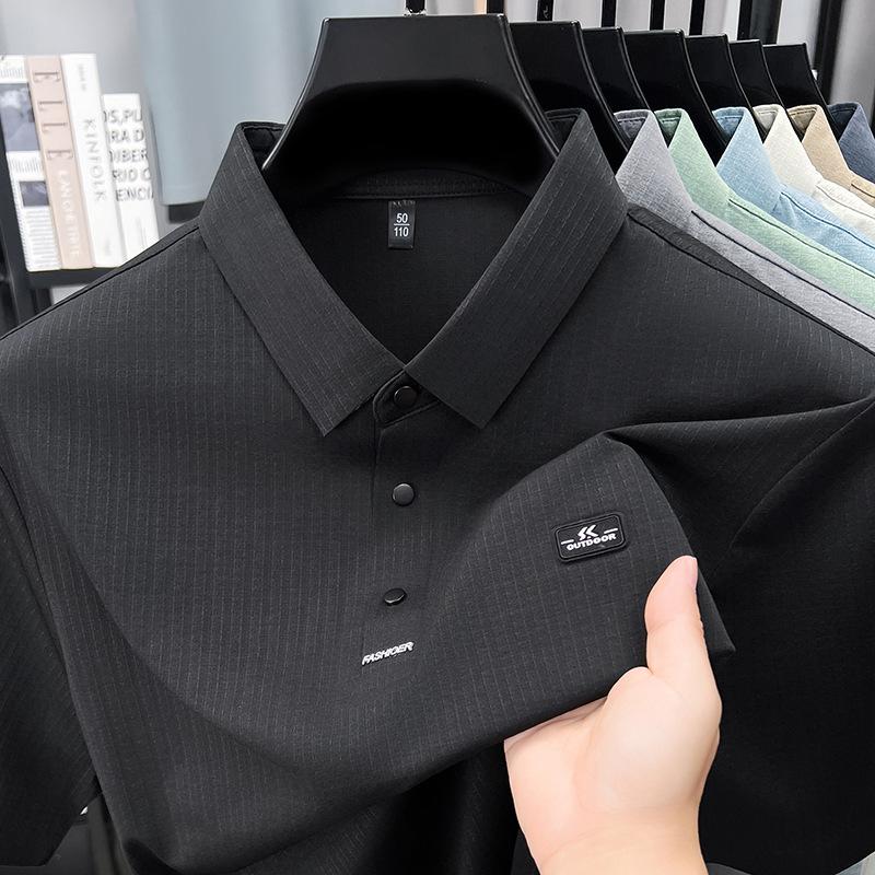 Summer Men's Short Sleeve T-Shirtpolo Business Casual Lapel Collar Middle-Aged & Young