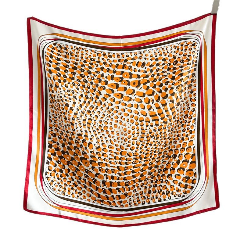 European and American leopard print small square scarf 61cm satin satin silk scarf casual headscarf headband Ali International Station