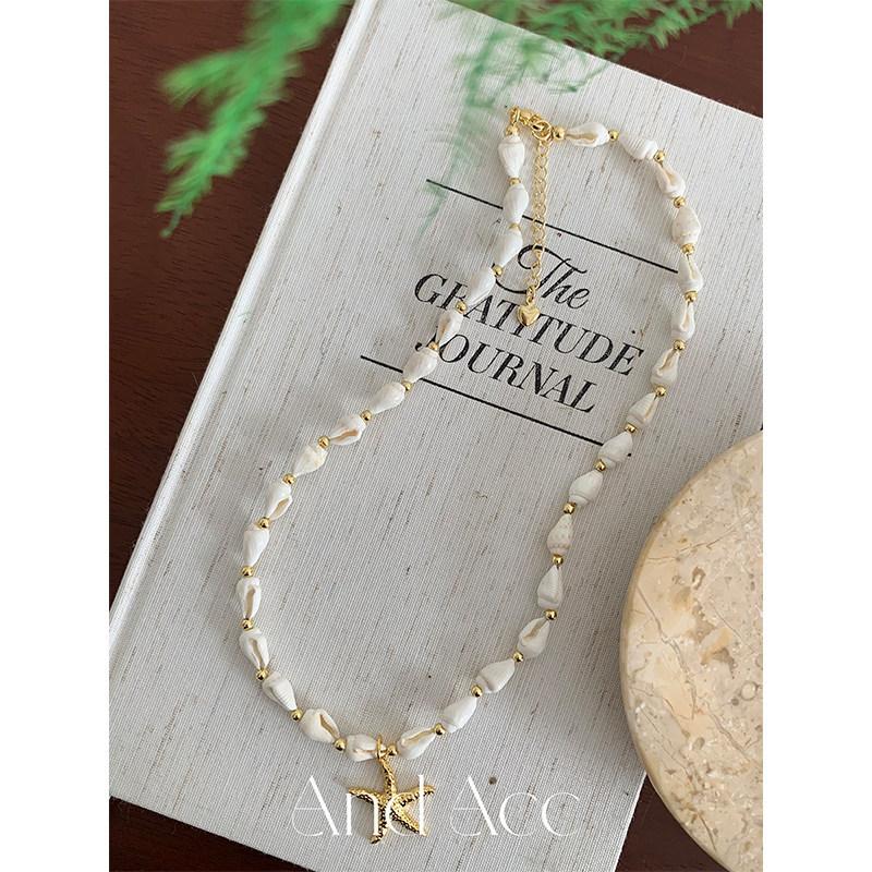 Multi-layer Shell Starfish Necklace Women's Niche Design Seaside Vacation Style Neck Chain Accessories