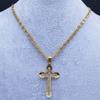 Stainless Steel Design Small-scale Diamond-encrusted Cross Pendant Necklace