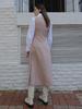 ETDEMAIN Sleeveless Boat Neck Slit Long Dress - Light Pink