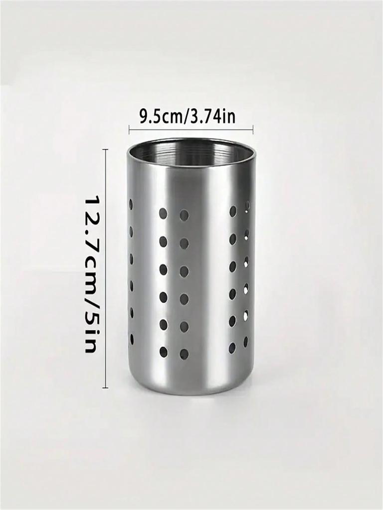 1 Stainless Steel Cutlery Barrel, No Charging Kitchen Cutlery Organizer, Suitable for Chopsticks, Spoons, Egg Beater, Durable Restaurant-Gr