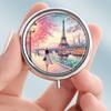 Portable Pill Box with 3 Compartments, Mini Metal Medicine Organizer Case, Cute Printed Pill Container for Vitamins, Pills, Jewelry, Travel, Daily Use