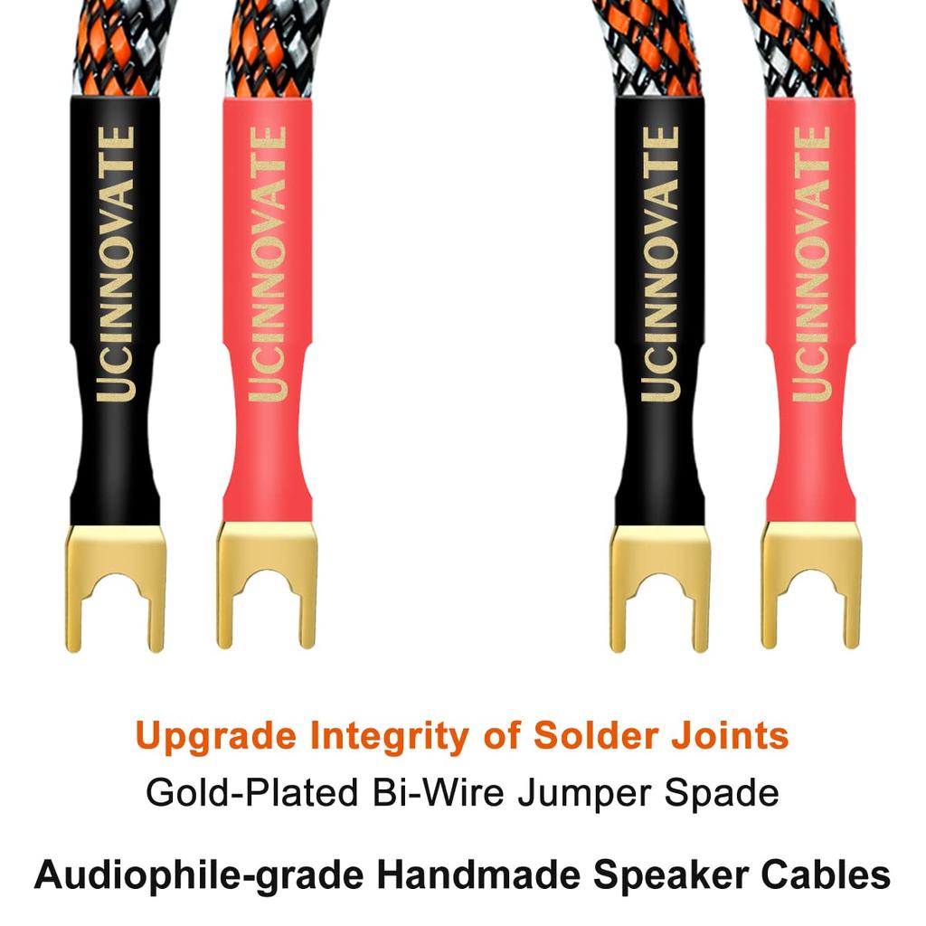 4 x 19cm Speaker Jumper HIFI Speaker Cables with 24k Gold Plated Pure Copper Flexible and Easy to Improves Sound Quality UCINNOVATE Cables, Plugs,