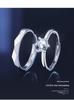 Sterling Silver Plated Water Cube Diamond Six-Claw Open Rings for Couples