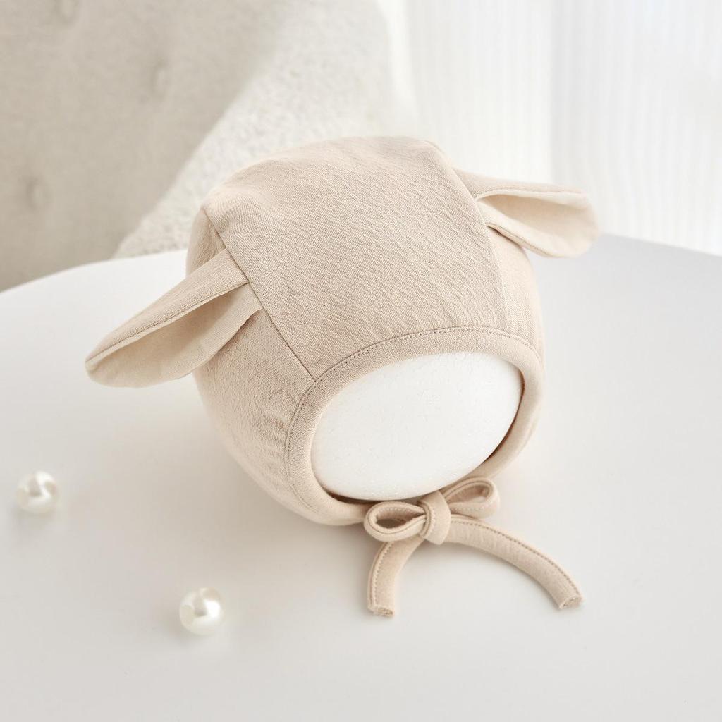 Jingqi Cute Newborn Ear Protection Tie-On Hat for Autumn and Winter.